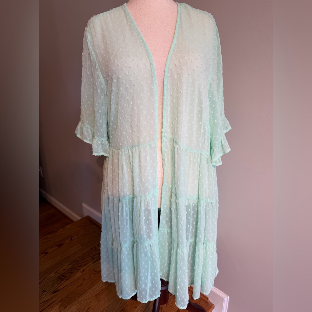 NWT Torrid Mint Green Coquette Ruffle Dot Kimono - Torrid Size 3 (22–24, 3X)